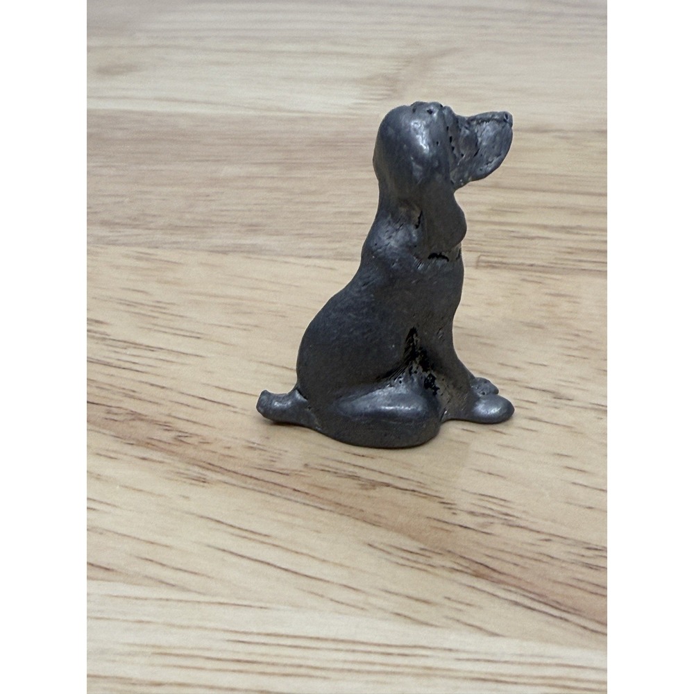VTG Pewter Hunting Hound Dog Mini Miniature Figurine Signed SHADOW 1990 1.5" #AA